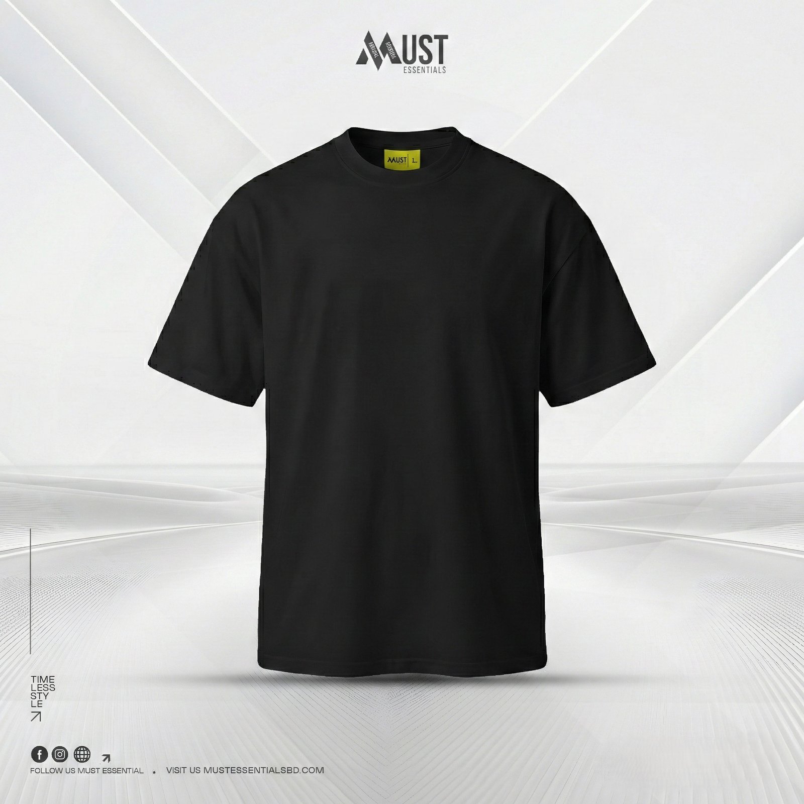 Premium Solid Drop Shoulder - (Black)