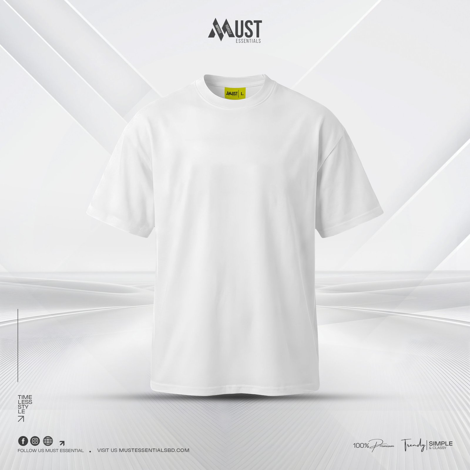 Premium Solid Drop Shoulder - (White)