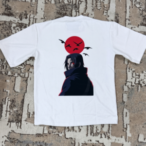 Premium Solid Drop Shoulder - (White - Anime 2)